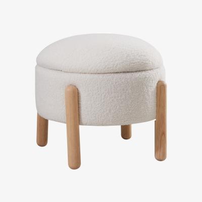 The Range Round Upholstered Storage Ottoman - Beige