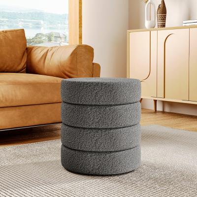 The Range Teddy Upholstered Round Storage Ottoman - Grey