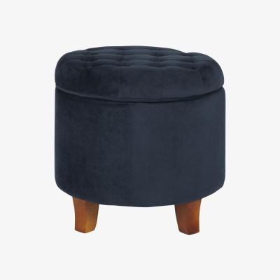 The Range Cambridge Tufted Round Storage Ottoman - Ink Navy