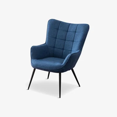 The Range Vera Modern Linen Metal Legs Accent Chair - Blue / Without Footstool