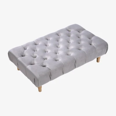 The Range Button-Tufted Velvet Footstool - Grey
