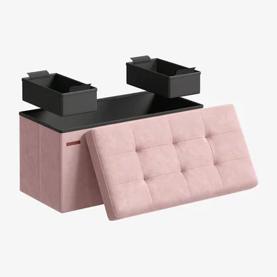 The Range SONGMICS Velvet Storage Ottoman with Extra Boxes - Pink