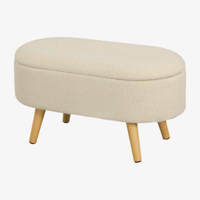 The Range Soft Fleece Round Ottoman Footstool with Storage - Cream