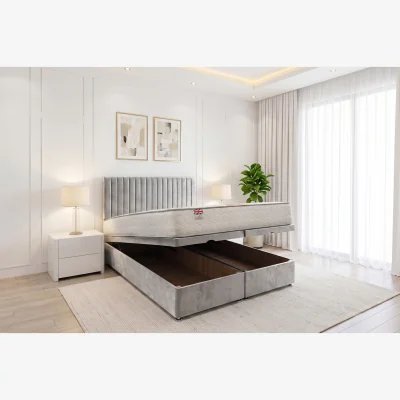 The Range Knight Sleep Emily End Opening Ottoman & Orthopaedic Mattress + 24" Headboard - Silver / Small Single