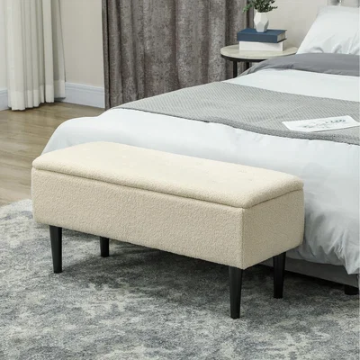 The Range Wooden Legs and Storage Capacity Ottoman Storage Box - Cream