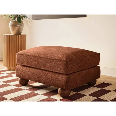 The Range Addison Footstool Burnt Orange Chenille - Orange