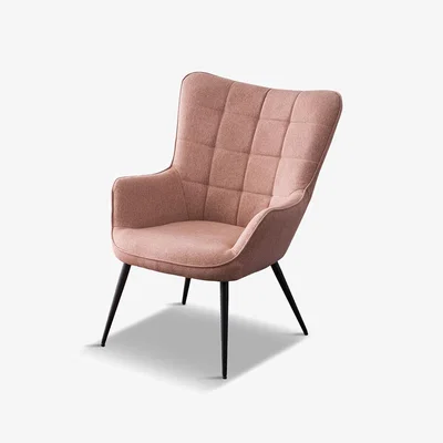 The Range Vera Modern Linen Metal Legs Accent Chair - Pink / Without Footstool