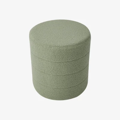 The Range Soft Round Teddy Fleece Footstool - Green
