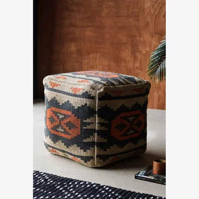 Rockett St George Atlas Square Kilim Pouffe