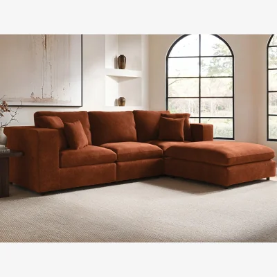 The Range Asher 4 Seater with Footstool Burnt Orange Chenille - Orange