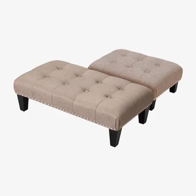 The Range Fabric Ottoman Footrest Stool Chair - Beige