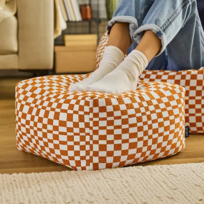 The Range icon Amara Checkerboard Square Footstool - Orange