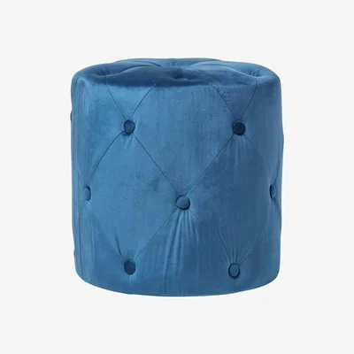 The Range Windsor Velvet Footstool - Blue