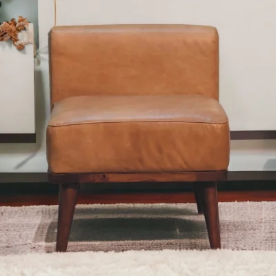 The Range Solid Wood Tan Buffalo Backrest Footstool - Brown