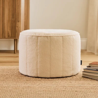 The Range icon Quilted Milano Boucle Footstool, Cream - Cream
