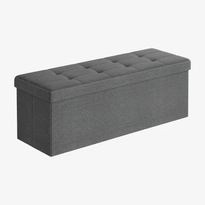 The Range Grey Upholstered Foldable Storage Ottoman Bench  - Grey