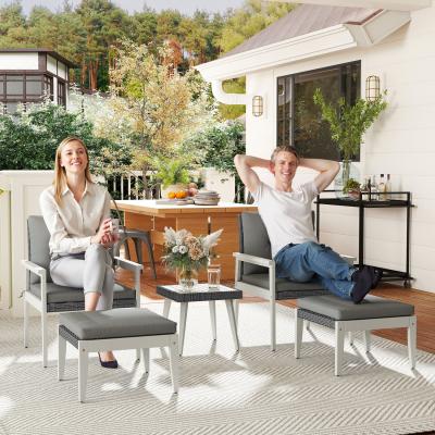 The Range Outsunny 5 Pieces Rattan Patio Furniture set with Footstools - Grey