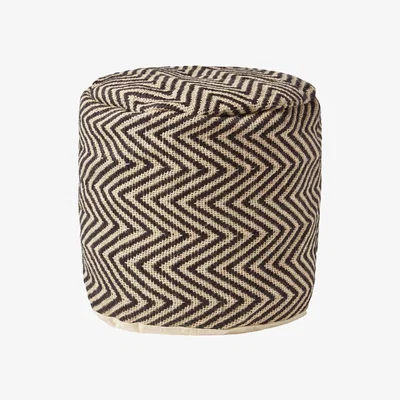 The Range Chevron Pattern Circular Pouffe - Black