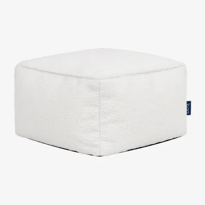 The Range icon Amara Boucle Square Footstool Bean Bag, Cream - Cream