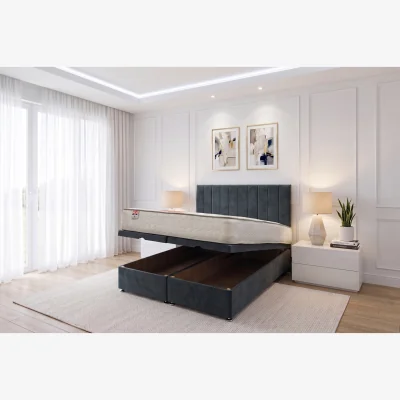 The Range Knight Sleep KNIGHT SLEEP Paris End Opening Ottoman & Orthopaedic Mattress + 24" Headboard - Charcoal / 193cm / Single