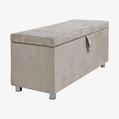 The Range Plush Velvet Storage Ottoman Blanket Box  - Cream