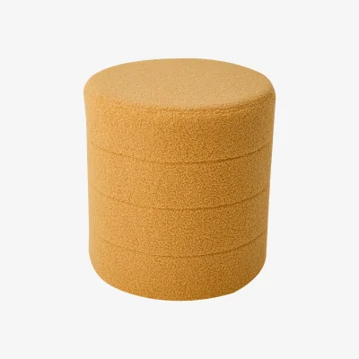 The Range Round Teddy Fleece Upholstered Footstool - Yellow
