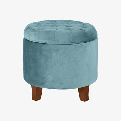 The Range Cambridge Tufted Round Storage Ottoman - Teal