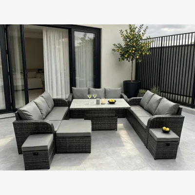 The Range Fimous Outdoor Rattan Furniture Set Lift Table Footstool 2 Footstool - Dark Grey