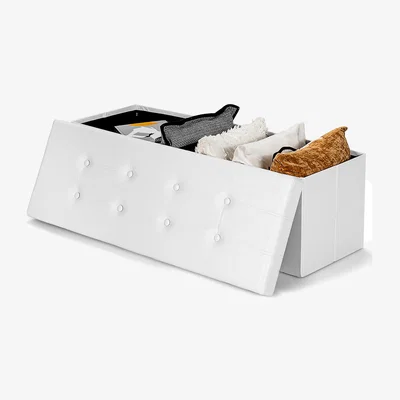 The Range Foldable Storage Ottoman Bench - White