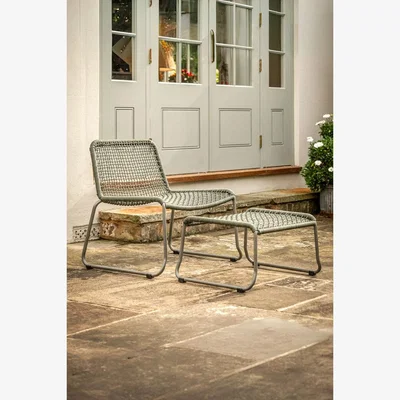 Rockett St George Green Garden Lounge Chair & Footstool Set