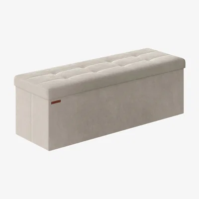 The Range SONGMICS Velvet Storage Ottoman with Tufted Design - White