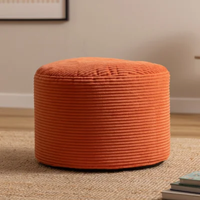 The Range Icon Milano Jumbo Cord Round Footstool - Terracotta