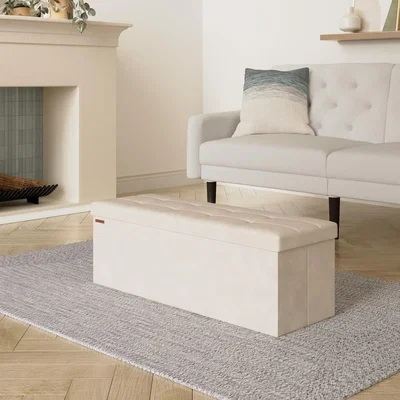 The Range Storage Ottoman with Extended Hidden Storage Space - Cream White