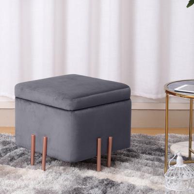 The Range Velvet Round Ottoman - Grey