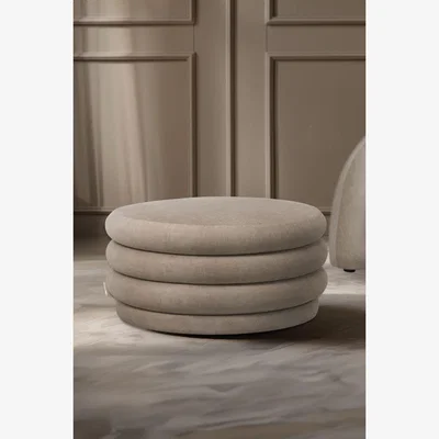 Rockett St George Curved Cream Snug Ottoman