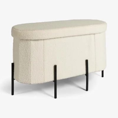The Range Ribbed Round Ottoman - Cream