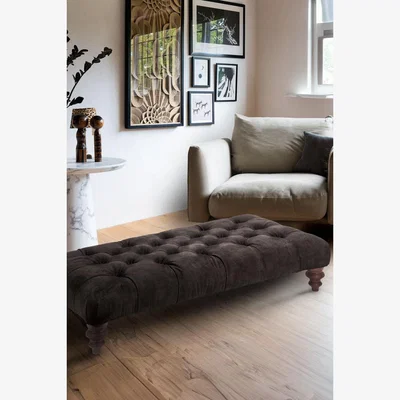 Rockett St George Chesterfield Charcoal Buttoned Footstool