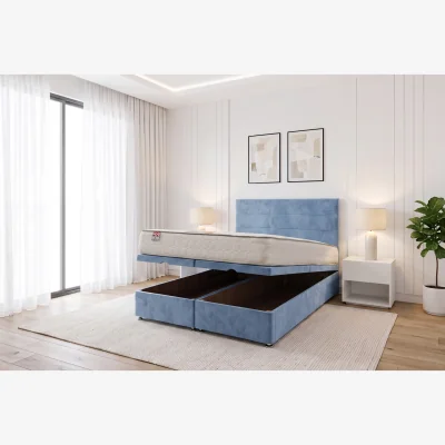 The Range KNIGHT SLEEP York End Opening Ottoman & Orthopaedic Mattress + 24" Headboard - Sky Blue / Super King / 203cm