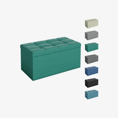 The Range MCC Direct 76CM Foldable Storage Ottoman Bench Upholstered Footstool - green