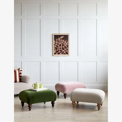 Rose & Grey Percy Footstool in Velvet Dusty Pink