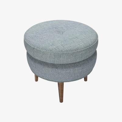 Sofa.com Felix Round Footstool in Cornflower Silky Jacquard Weave