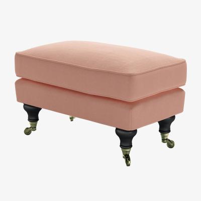 Sofa.com Bluebell Small Rectangular Footstool in Sakura Pink Organic Smart Cotton