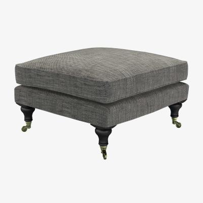 Sofa.com Bluebell Medium Square Footstool in Liquorice Baylee Multi-Tone Viscose Linen