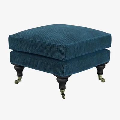 Sofa.com Bluebell Small Square Footstool in Mineral Mist Speckled Chenille