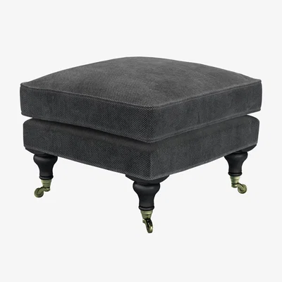 Sofa.com Bluebell Small Square Footstool in Raven Speckled Chenille