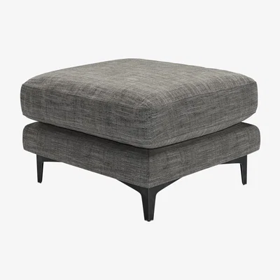 Sofa.com Boston Medium Rectangular Footstool in Liquorice Baylee Multi-Tone Viscose Linen