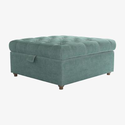 Sofa.com Valentin Medium Square Storage Footstool in Sea Spray Aquaclean Clever Chenille