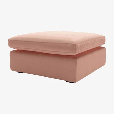Sofa.com Long Island Slim Medium Rectangular Footstool in Sakura Pink Organic Smart Cotton