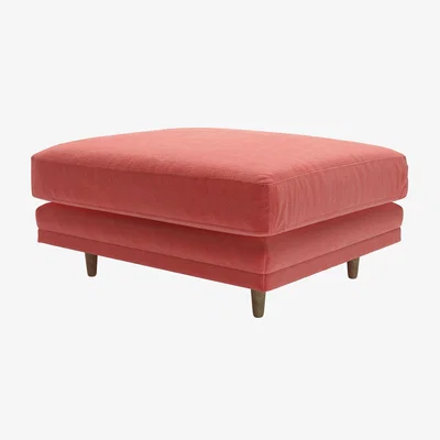 Sofa.com Marco Large Rectangular Footstool in Dusty Rose Cotton Matt Velvet