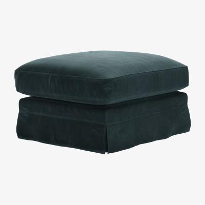 Sofa.com Otto Large Rectangular Footstool in Deep Forest Aquaclean Clever Velvet